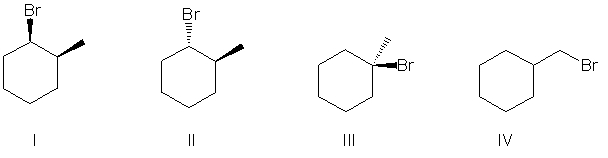 Predict the product(s)  of the following reaction.     A)  I B)  II C)  III D)  I, II E)  I, II, III, IV