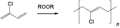 Polychloroprene (Neoprene) can be prepared by the free-radical polymerization of chloroprene. Give the arrows to show the propagation steps that lead to the isomer of polychloroprene shown below.  