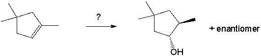 Select the best reagents for the reaction below.   A)  1. OsO<sub>4</sub>; 2. NaHSO<sub>3</sub>, H<sub>2</sub>O B)  1. Hg(OAc) <sub>2</sub>, H<sub>2</sub>O; 2. NaBH<sub>4</sub> C)  1. RCO<sub>3</sub>H; 2. H<sub>3</sub>O<sup>+</sup> D)  1. BH<sub>3</sub>∙THF; 2. H<sub>2</sub>O<sub>2</sub>, NaOH E)  1. O<sub>3</sub>; 2. DMS