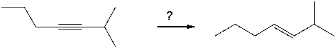 Select the best reagents for the reaction below.   A)  1. OsO<sub>4</sub>; 2. NaHSO<sub>3</sub>, H<sub>2</sub>O B)  NaNH<sub>2</sub> C)  H<sub>2</sub>, Pt D)  Na, NH<sub>3</sub>(l)  E)  H<sub>2</sub>, Lindlar's catalyst