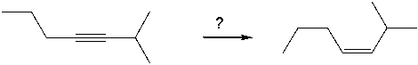 Select the best reagents for the reaction below.   A)  1. OsO<sub>4</sub>; 2. NaHSO<sub>3</sub>, H<sub>2</sub>O B)  NaNH<sub>2</sub> C)  H<sub>2</sub>, Pt D)  Na, NH<sub>3</sub>(l)  E)  H<sub>2</sub>, Lindlar's catalyst