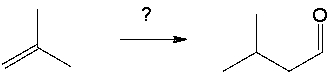 Which of the following sequences converts 2-methylpropene and sodium acetylide into 3-methylbutanal?   A)  1. HBr; 2. NaCCH; 3. O<sub>3</sub>; 4. H<sub>2</sub>O B)  1. HBr; 2. NaCCH; 3. O<sub>3</sub>; 4. DMS C)  1. HBr, ROOR; 2. NaCCH; 3. O<sub>3</sub>; 4. H<sub>2</sub>O D)  1. HBr, ROOR; 2. NaCCH; 3. H<sub>2</sub>/Ni<sub>2</sub>B 4. O<sub>3</sub>; 5. DMS E)  1. NaCCH; 2. H<sub>2</sub>/Ni<sub>2</sub>B; 3. O<sub>3</sub>; 4. DMS
