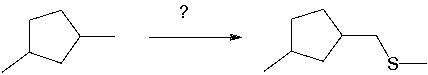 Propose a synthetic route for the following equation.  