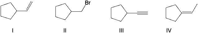 Perform a retrosynthetic analysis by working backwards two steps in the synthesis below. Identify possible combinations of A and B that could lead to the alkyl halide (C) .       A)  B = I and A = VIII B)  B = VI and A = I C)  B = III and A = VII D)  B = IV and A = VII E)  B = V and A = VIII
