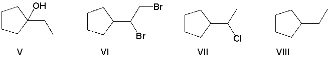 Perform a retrosynthetic analysis by working backwards two steps in the synthesis below. Identify possible combinations of A and B that can lead to the alkyne (C) .       A)  B = I and A = VI B)  B = VI and A = I C)  B = III and A = VII D)  B = IV and A = VII E)  B = VI and A = VIII