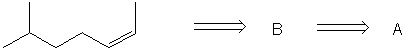 Perform a retrosynthetic analysis by working backwards two steps in the synthesis below. Identify possible combinations of A and B that can lead to the alkene (C) .       A)  B = I and A = IV B)  B = II and A = VI C)  B = III and A = I D)  B = I and A = VI E)  B = III and A = II