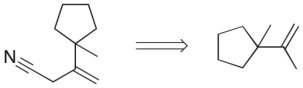 Devise a synthetic route for the following equation.  
