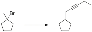 Propose a three-step synthetic sequence to accomplish the transformation below.  