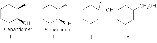 Predict the product(s)  for the following reaction.     A)  I B)  II C)  III D)  IV E)  None of these