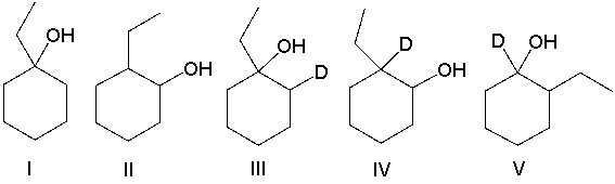Predict the product for the following reaction.     A)  I B)  II C)  III D)  IV E)  V