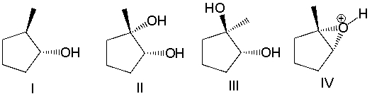 Predict the product(s)  for the following reaction.     A)  I B)  II C)  III D)  IV E)  none of these