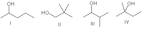 Which of the following compounds is consistent with the following proton decoupled <sup>13</sup>C NMR spectrum?     A)  I B)  II C)  III D)  IV E)  none of these