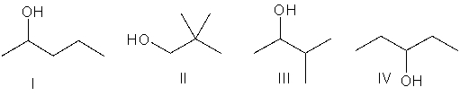 Which of the following compounds is consistent with the following proton decoupled <sup>13</sup>C NMR spectrum?     A)  I B)  II C)  III D)  IV E)  none of these