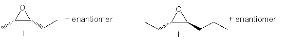 Predict the product for the following reaction.   (E) -2-pentene + mCPBA     A)  I B)  II C)  III D)  IV
