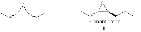 Predict the product for the following reaction.   (Z) -3-hexene + mCPBA     A)  I B)  II C)  III D)  IV