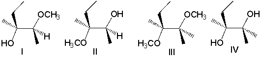 Predict the product(s)  for the following reaction.     A)  I B)  II C)  III D)  IV E)  none of these