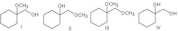 Predict the product(s)  for the following reaction.     A)  I B)  II C)  III D)  IV E)  none of these