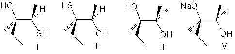 Predict the product(s)  for the following reaction.     A)  I B)  II C)  III D)  IV E)  none of these