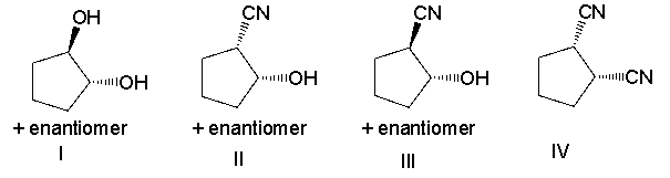 Predict the product(s)  for the following reaction.     A)  I B)  II C)  III D)  IV E)  none of these