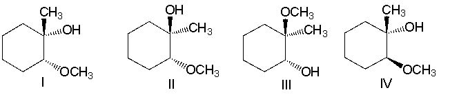 Predict the product(s)  for the following reaction.     A)  I B)  II C)  III D)  IV E)  none of these