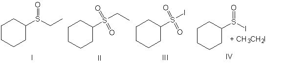 Predict the major product for the following reaction.     A)  I B)  II C)  III D)  IV E)  none of these