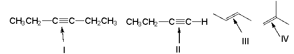 Which of the following bonds has the weakest absorption?   A)  I B)  II C)  III D)  I and IV E)  I and III