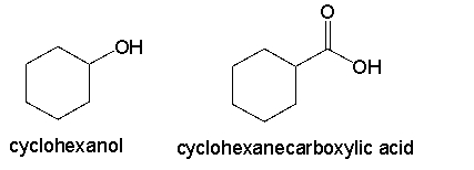 How can you distinguish between cyclohexanol and cyclohexanecarboxylic acid using IR spectroscopy?  