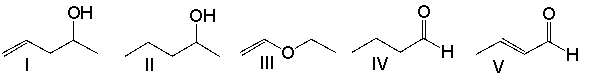 Which one of the following compounds is consistent with the following IR spectrum?   SDBS: National Institute of Advanced Industrial Science and Technology   A)  I B)  II C)  III D)  IV E)  V