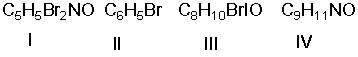 Which of the following compounds have the same degree of unsaturation?   A)  I and II B)  I and III C)  III and IV D)  II and III E)  none of these