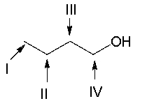 Which of the indicated protons in the following compound would appear most upfield in the <sup>1</sup>H NMR spectrum?   A)  I B)  II C)  III D)  IV