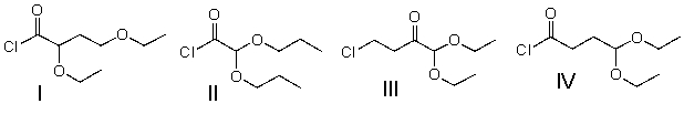 A compound with a molecular formula C<sub>8</sub>H<sub>15</sub>ClO<sub>3</sub> has the following <sup>1</sup>H NMR spectrum. The IR spectrum shows a strong absorption at 1800 cm<sup>-1</sup>. Which of the following structures is consistent with this spectrum?     A)  I B)  II C)  III D)  IV E)  none of these