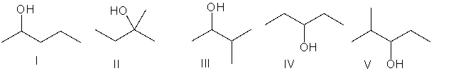 Which of the following compounds is consistent with the <sup>13</sup>C NMR spectrum shown below?     A)  I B)  II C)  III D)  IV E)  V