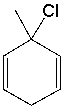 What is the IUPAC name for the following compound?   A)  1-chloro-1-methyl-2,5-cyclohexadiene B)  3-chloro-3-methyl-1,4-cyclohexadiene C)  6-chloro-6-methyl-1,4-cyclohexadiene D)  2-chloro-2-methyl-1,3-cyclohexadiene E)  None of these