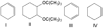 Predict the product(s)  for the following reaction.     A)  I B)  II C)  III D)  IV E)  both I & III