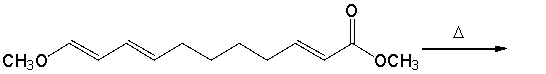Predict the major product for the following intramolecular Diels-Alder reaction and provide a curved arrow mechanism for the formation of the product.  