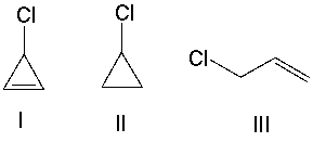 Which one of the following compounds will undergo the fastest S<sub>N</sub>1 reaction? Explain your choice.    A) I B) II C) III D) IV