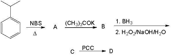 Provide the structures of the intermediates and final product in the following reaction sequence.  