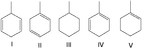 Predict the product for the following reaction.     A)  I B)  II C)  III D)  IV E)  V