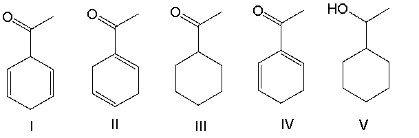 Predict the product for the following reaction.     A)  I B)  II C)  III D)  IV E)  V