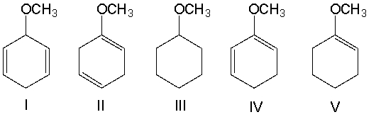 Predict the product for the following reaction.     A)  I B)  II C)  III D)  IV E)  V