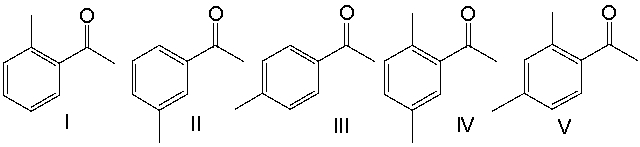 Which one of the following compounds would exhibit seven signals in its <sup>13</sup>C NMR spectrum?   A)  I B)  II C)  III D)  IV E)  V