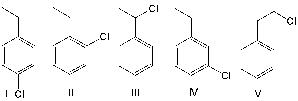 Predict the major product for the following reaction.     A)  I B)  II C)  III D)  IV E)  V