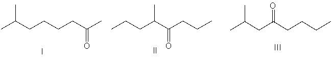 What is the correct structure for 5-methyl-4-octanone?     A)  I B)  II C)  III D)  IV E)  V