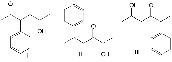 What is the structure for 5-hydroxy-2-phenyl-3-hexanone?     A)  I B)  II C)  III D)  IV E)  V