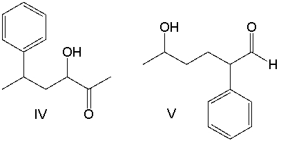 What is the structure for 5-hydroxy-2-phenyl-3-hexanone?     A)  I B)  II C)  III D)  IV E)  V