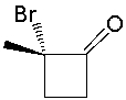 What is the IUPAC name for the following compound?   A)  (S) -2-methyl-2-bromobutanone B)  (S) -2-bromo-2-methylcyclobutanone C)  (R) -2-bromo-2-methylcyclobutanone D)  (S) -1-bromo-1-methyl-2-cyclobutanone E)  (R) -1-bromo-1-methyl-2-cyclobutanone