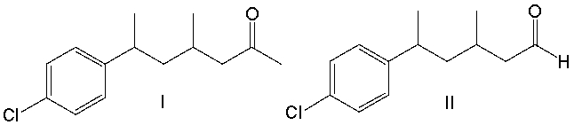 What is the correct structure for 3-methyl-5-(4-chlorophenyl) hexanal?       A)  I B)  II C)  III D)  IV E)  V