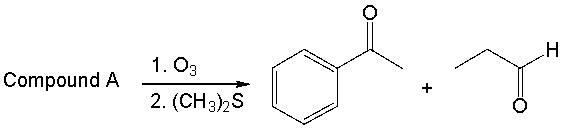 Compound A on ozonolysis yields the following two products What is the structure of compound A?       A)  I B)  II C)  III D)  IV E)  none of these