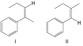 Compound A on ozonolysis yields the following two products What is the structure of compound A?       A)  I B)  II C)  III D)  IV E)  none of these