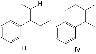 Compound A on ozonolysis yields the following two products What is the structure of compound A?       A)  I B)  II C)  III D)  IV E)  none of these